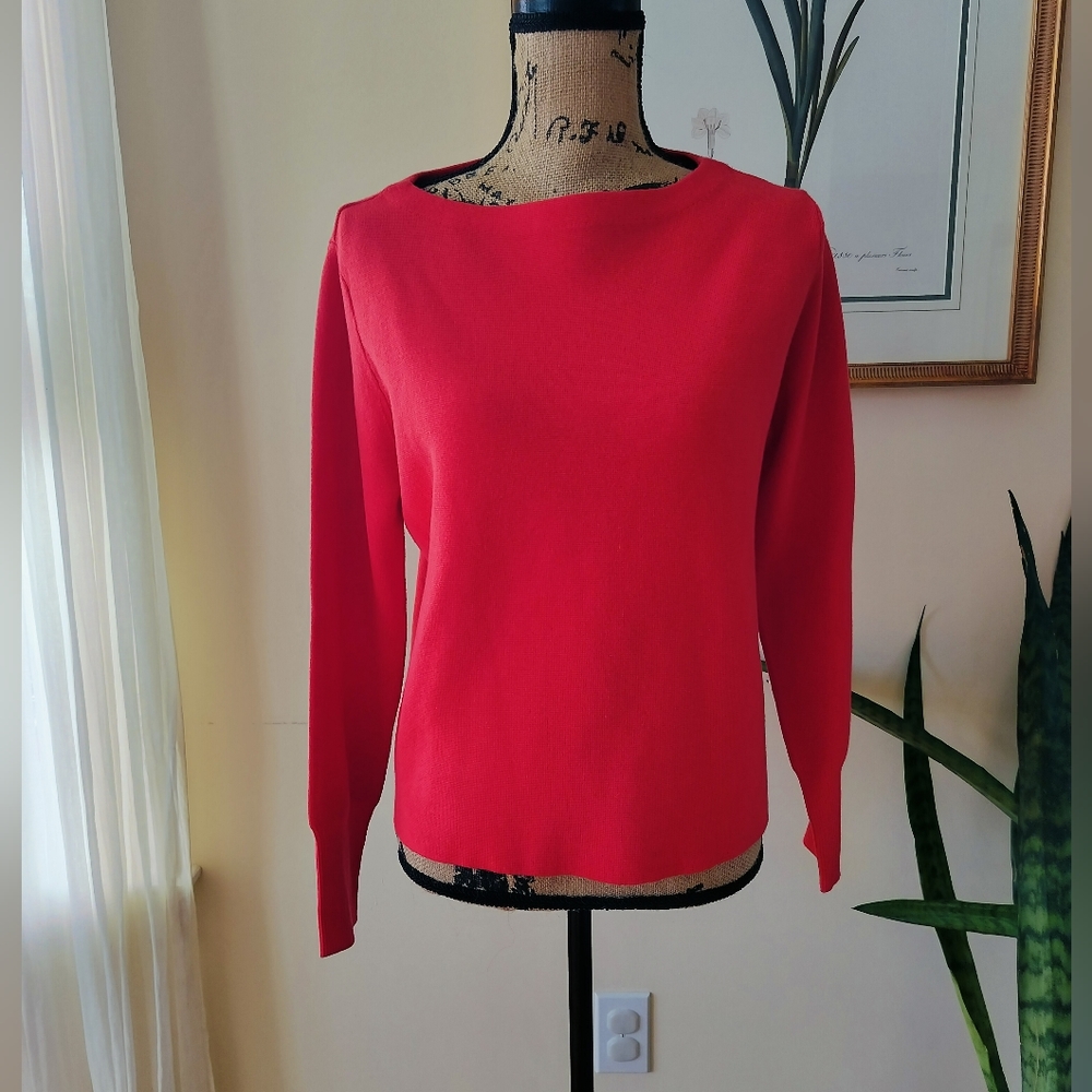 J. Crew Red Boatneck Long Sleeve Sweater